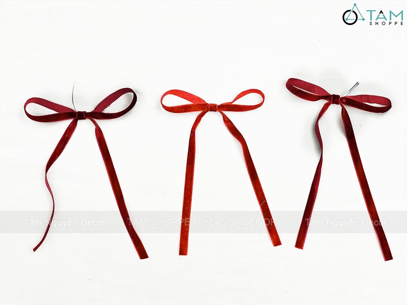 Nơ đỏ mini vải nhung xịn bản 1cm [Cute] PK-NO-06